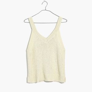 MADEWELL White Cream V neck Sweater Tank top